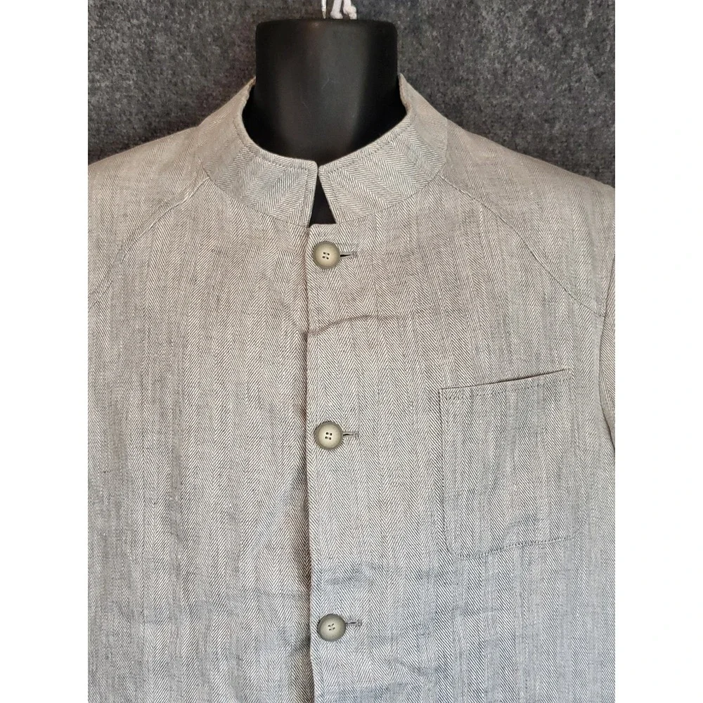 Circle of Gentlemen Malloghan Blazer Slim Fit Mandarin‎ Collar Herringbone Sz 56